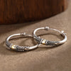 Silver Vintage Two Tone Hoop Earrings for Women Bohemia Style Female Circle Earrings Jwelry Gifts - Image 5