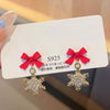 Crystal Metal Snowflake Dangle Earrings for Women Party Sweet Jewelry Cute Black Red Bow Drop Earrings Festival Gifts - Image 7