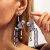 Unique Enamel Skeleton Dangle Earrings for Women Rhinestone Spider Earrings Halloween Party Jewelry Gift - Image 2