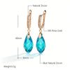 Shiny Pendant Earrings Rose Gold Water Drop Green Zircon Inlay Party Wedding Jewelry - Image 2