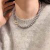 Imitation Pearl Beaded Necklace or Bracelet with Cubic Zirconia Round Clasp - Image 22