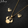 Cartoon Bowknot Mouse Stainless Steel Jewelry Set for Women Anime Animal Necklace Earrings Party Accessories - Image 2