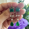 Court Style Geometry Synthetic Emerald Golden Drop Earrings for Women Vintage Banquet Occasion Jewelry Crafts - Image 1