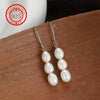 Baroque Freshwater Pearl Earrings. Simple, Elegant And Versatile Long Three-bead Earrings - Image 6