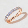 Slim Brass Band Ring with Cubic Zirconia Accents in Gold-Tone or Silver-Tone - Image 8