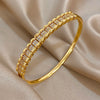 Multilayer Micro Inlaid Zircon Cuff Bracelet for Women Elegant Gold Plated Copper Stacked Bracelets Jewelry - Image 4