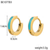 Glamour Jewelry Stainless Steel Dripping Oil Black White Colorful Enamel Hoop Earrings Geometric Enamel Stud Earrings for Women - Image 30