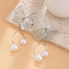 Romantic Flower Petal Long Tassel Drop Earrings For Women Imitation Pearl Hanging Piercing Earrings Wed Jewelry Gift - Image 5