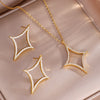 4Pcs/1Pcs Creative Four Pointed Star Shiny Zircon Earring Necklace Bracelet for Women Hollow Geometric Party Jewelry - Image 5