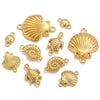 5pcs Stainless Steel Gold Plated Seashell Turtle Conch Double Hole Charms Jewelry Connector For Bracelet Necklace Making Pendant - Image 1