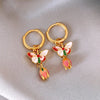 Steel Fun Chinese Style Pink Green Pipa Butterfly Earrings for Women Girl Vintage Chinese Knot Folding Fan Ethnic Style Ear Stud - Image 4