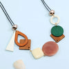 Vintage Wooden Geometric Pendant Necklace with Collar Handmade Ethnic Statement Bib Necklaces for Women Neck Jewelry - Image 5