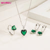 Silver Color Jewelry Gift Sets for Women Female Romantic Heart Zircon Huggie Earrings Pendant Necklace Ring - Image 4