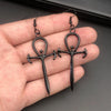 Goth Vampire Gothic Ankh Cross Black Earrings Occult Gothic Dracula Nosferatu Symbol Jewelry Gift - Image 1