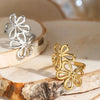 Stainless Steel Daisy Flower Rings for Women Men Vintage Irregular Flower Geometric Hollow Open Rings Charm Jewelry Gift - Image 3