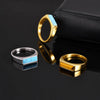 Stone Signet Ring for Men, Gold Silver Plated Stainless Steel Finger Band for Dad Boyfriend Valentine's Day Gifts - Image 2