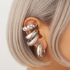 Chunky Ear Cuff Set Non Pierced Cartilage Earring Stackable Silver Tone Minimalist Textured Jewelry Accessory Art Set - Image 1