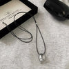 Retro Oval Sweater Chain Adjustable Drawable Black Rope Women Necklace Collarbone Chain Women - Image 9