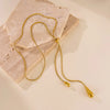 Adjustable Snake Chain Double Waterdrop Tassel Necklace 316L Stainless Steel Vintage Gold Minimalist Pull Long Collarbone - Image 5