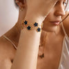 Gold Plated Floral Bracelets, Stainless Steel Charm Bracelet Adjustable Lucky Chain Set Gift - Image 1