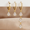3PCS Multicolor Zircon Water Drop Small Hoop Earrings Set for Women Stainless Steel Pendant Piercing Jewelry - Image 9