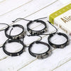 6pcs/Set Black Punk Skull Star Shaped Alloy Pu Leather Bracelet - Image 5