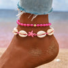 Bohemia Starfish Conch Shell Beads Anklet For Women Double Heart Beaded Leg Chain Summer Beach Party Barefoot Sandal Jewelry - Image 1