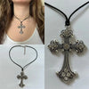 Large Detailed Rhinestone Cross Choker Spiral Hippie Necklace Goth Punk Women Statement Crucifix Charm Jewelry Gift - Image 1