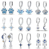 Silver Color Earrings Blue Zircon Stars Moon Irregularity Earrings For Woman Birthday Jewelry Gifts - Image 1