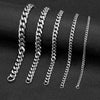 3-11mm Locomotive Men Punk Rock Stainless Steel Curb Cuban Link Chain Silver Color Bracelet For Women Biker Jewelry - Image 23
