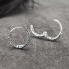 Vintage Silver Hoop Earrings Pattern Earring For Women Silver Jewelry Korea - Image 2