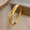 Glossy Golden Stainless Steel Bracelet Women Carving Stars Moon Rhinestones Cuff Spring Bangle Jewelry Gifts - Image 4