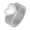 Heart Bracelets Cuff Mesh Adjustable Opening Bangle Heart Love Mesh Rings For Women Men Lover Couple Wedding Jewelry Set - Image 9