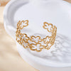 Temperament Stainless Steel Hollow Flower Open Bracelets For Women Men Elegant Texture Metal Floral Cuff Bangle Wedding Jewelry - Image 4