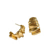 Ftcy Irregular Wavy Pleated Stud Earrings For Women Retro Water Ripple Pattern Glossy Geometric Metal Earrings - Image 6