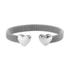 Heart Bracelets Cuff Mesh Adjustable Opening Bangle Heart Love Mesh Rings For Women Men Lover Couple Wedding Jewelry Set - Image 7