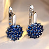 Cute Sunflower Blue Crystal Round Zircon Hoop Earrings For Women Rose Gold Silver Color Wedding Flower Jewelry Engagement Gift - Image 1