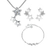 Silver Star Pendant Necklace Crystal Earrings Chain Bracelets Jewelry Sets For Women - Image 7