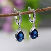 Copper Women Drop Earrings Blue Droplet Like Dangle Earring Blue Gemstone Earrings Women - Image 5