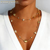 Gold Color Shell Cz Charm Long Double Layer Necklace For Women Girl Holiday Delicate Jewelry - Image 1