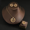 Arabian Style Pearl Geometric Pendant Necklace Earrings Ring 3 Piece Set Classic Banquet Wedding Jewelry Set Birthday Gift - Image 1