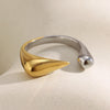 Unique Cool 316L Stainless Steel Two Tone Bird Beak Shaped Asymmetrical Open Ring Jewelry Women's Ring - Image 2