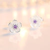 Silver Crystal Jewelry Flower Stud Earrings For Women Lady - Image 6