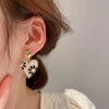 Vintage National Style Shell Daisy Double Heart Earrings for Women Girl Bridal Wedding Jewelry Gift Party