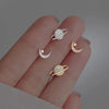 Simple Zircon Star Moon Mini Earrings for Women Cute Korean Planet Asymmetric Ear Studs Piercing Earrings Jewelry Gifts - Image 1