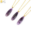 Csja Water Drop Necklaces Crystal Pendant Stainless Steel Chain Necklace for Women Stone Amethyst Jewelry Gift - Image 30