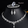 Brilliant Zirconia Leaf Necklace Earrings Rings Bracelets Set for Women CZ Drop Bridal Wedding Jewelry Sets - Image 13