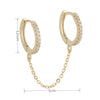 1pc Stainless Steel Link Chain Hoop Earrings Double Circle Cubic Zirconia Square Pendant Cartilage Earring Piercing Jewelry - Image 8