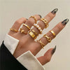 Ten-Piece Stacking Ring Set with Gold-Tone or Silver-Tone Designs - Image 28