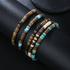 Coconut Wood Bead Stretch Bracelet with Blue and Multicolor Accents - Image 3